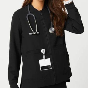 FIG Clothing Bellery Scrub Jacket in Black. Small